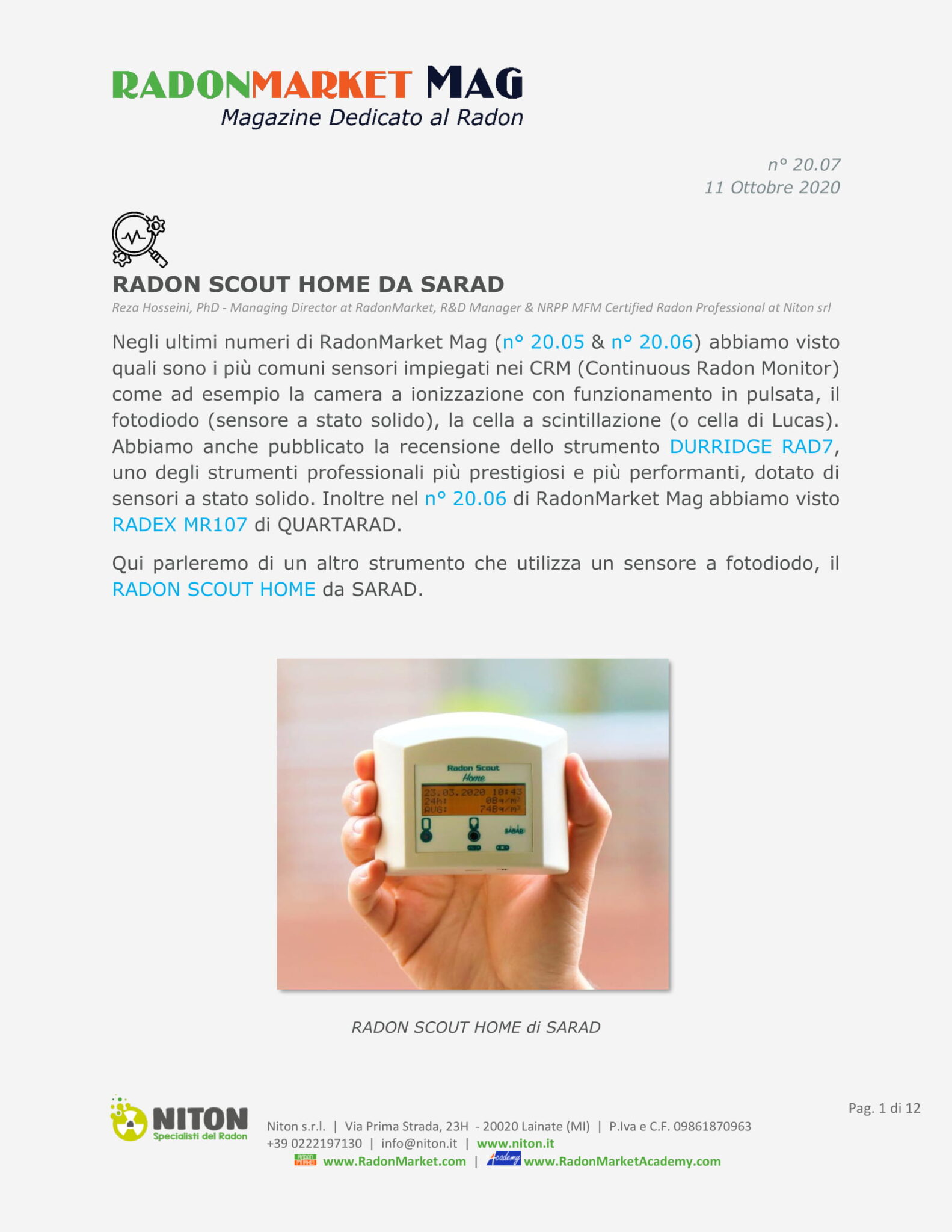 ○ Strumenti per la misura del gas Radon Archives - RadonMarket Academy