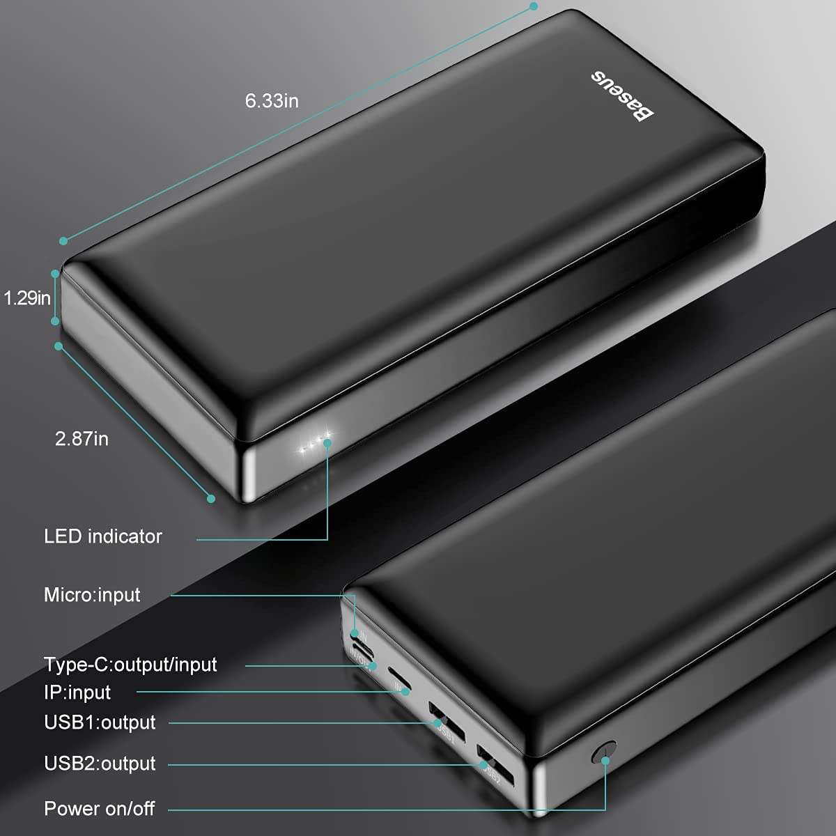 Baseus 30000mAh Power Bank Portable Charger 30000 External Battery